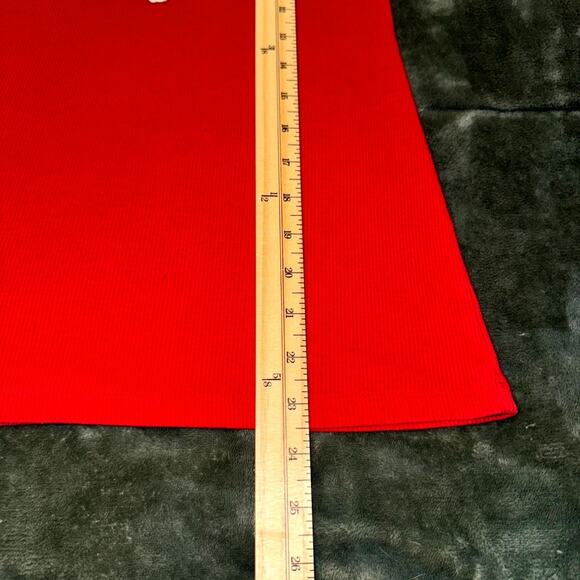 Bongo Y2K Cami Tank Top Women Large Red Cotton Ribbed Lace Neck Spaghetti Strap - Picture 6 of 8